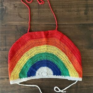 Colorful Rainbow Crochet Halter Top